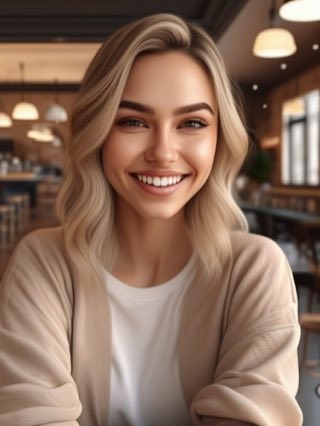 AI-generated portrait with a plastic, over-rendered look