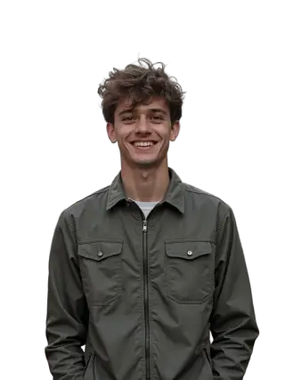 The same man cut out on a transparent background